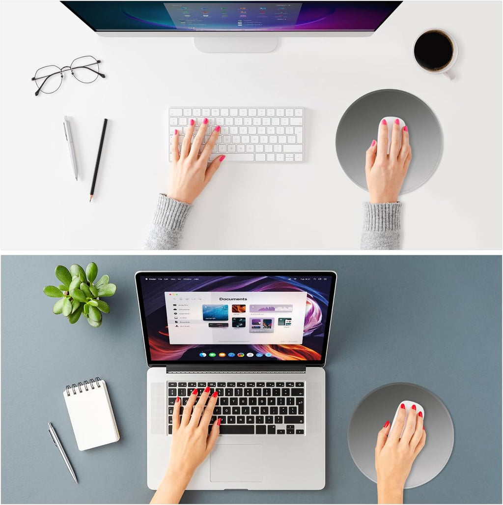 ITNRSIIET Mouse Pad Non-Slip Rubber Base Smooth Surface Stitched Edges Waterproof Durable Compatible with All Mice for Office & Gaming, Desk Accessory, Diameter 8.7 inch, Ash Gradient