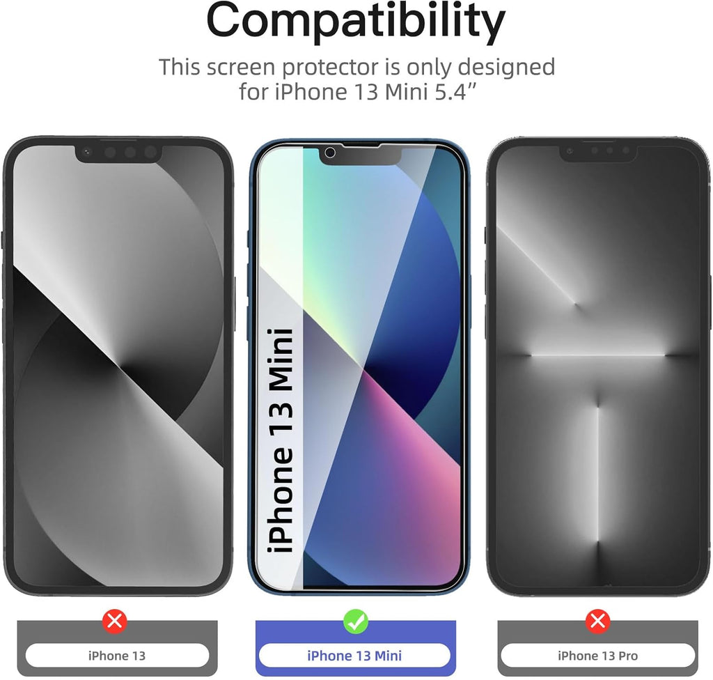 NEW'C 3 Pack Privacy for iPhone 13 Mini Screen Protector (5.4"), Enhanced 28-Degree Privacy Angle, Ultra Durable 9H Hardness, Bubble-Free