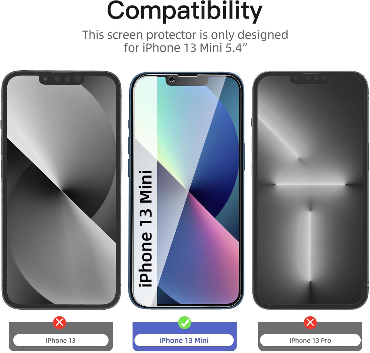 NEW'C 3 Pack Privacy for iPhone 13 Mini Screen Protector (5.4"), Enhanced 28-Degree Privacy Angle, Ultra Durable 9H Hardness, Bubble-Free