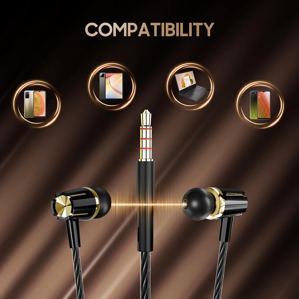 Rayleigh Wired Earbuds 5 Pack, Earbuds Headphones with Microphone, Earphones with Heavy Bass Stereo Noise Blocking, Compatible with iPhone, with iPad and Android Devices, MP3, Fits All 3.5mm Devices