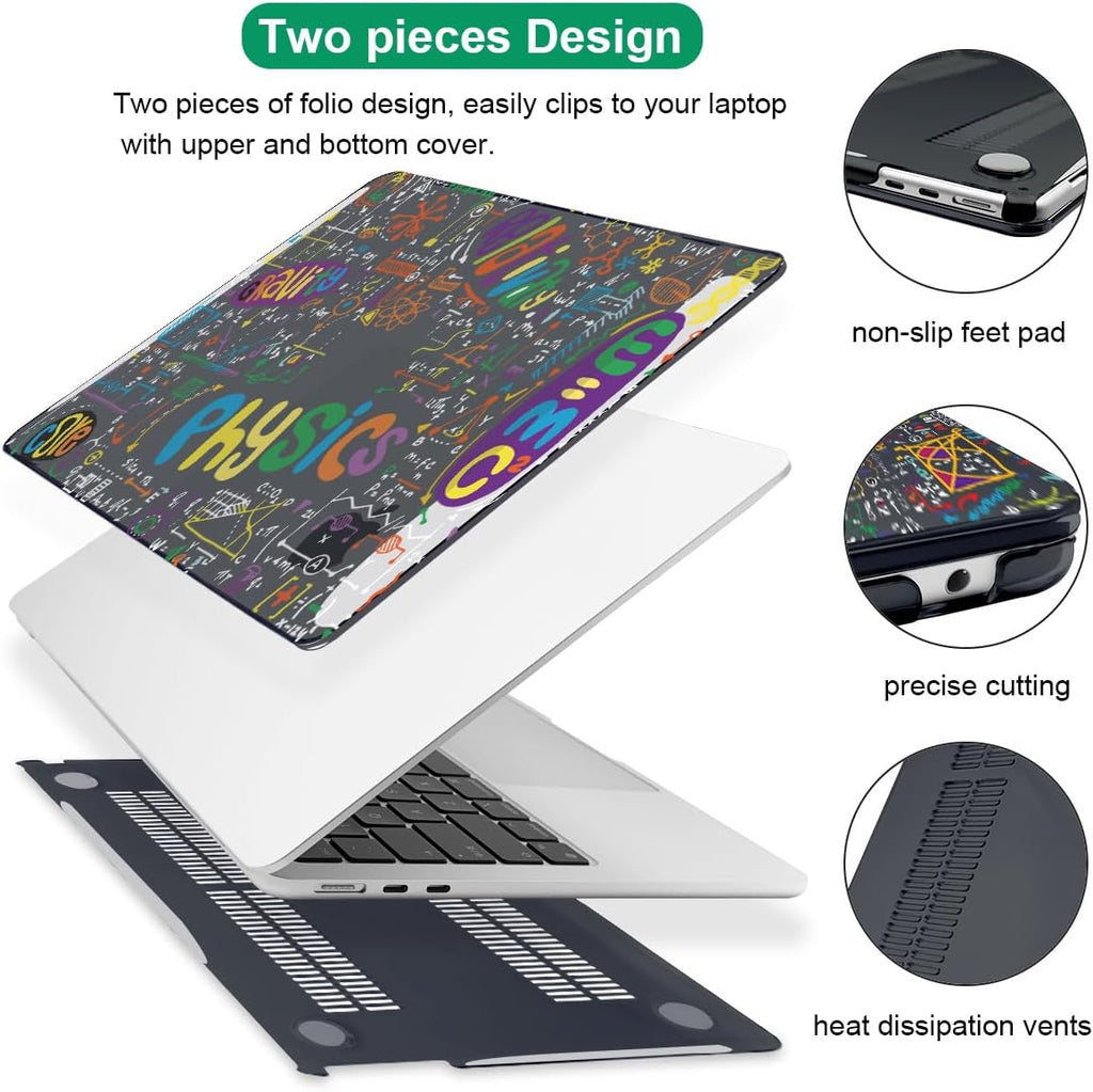 Compatible with MacBook Air 13.6 Inch Case A3240 M4 A3113 M3 A2681 M2 Chip 2025 2024 2023 2022 Release, Crystal Black Pattern Plastic Hard Shell Cover for Mac 13.6 M4, Physical Chemistry