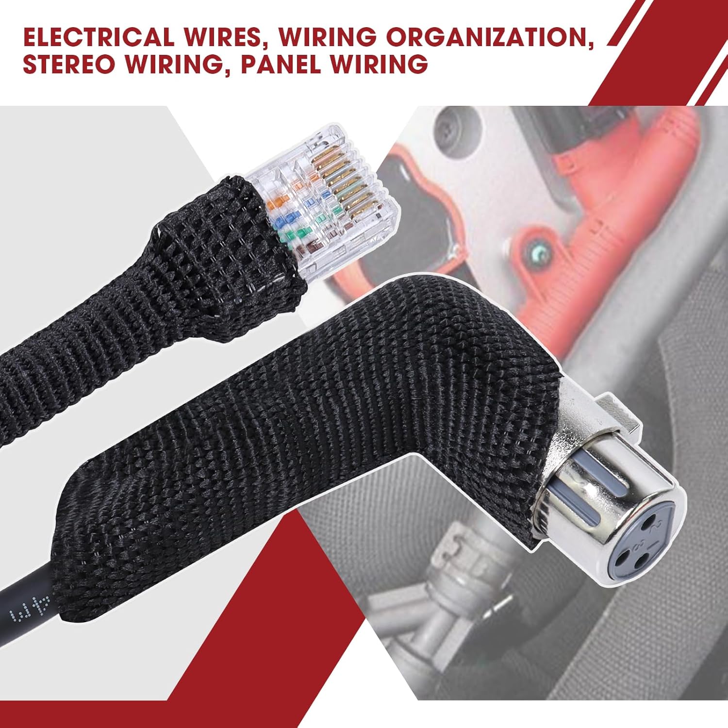 Heat Shrink Wire Loom 2:1 Shrinkable Braided Cable Sleeve 3/4 Inch ID-46ft Abrasion Protection Flexibility Fabric Wiring Harness Cover Sheath
