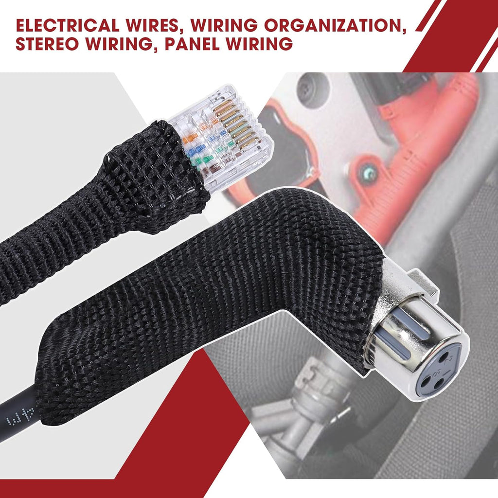 Heat Shrink Wire Loom 2:1 Shrinkable Braided Cable Sleeve 1/4 Inch ID-46ft Abrasion Protection Flexibility Fabric Wiring Harness Cover Sheath