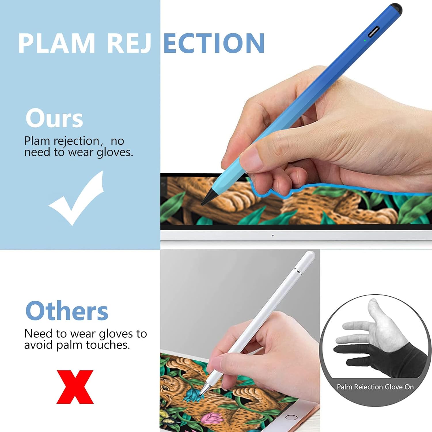 Stylus Pen for iPad 2018-2023 with Palm Rejection, Active Pencil for iPads 10th/9th/8th/7th/6th, for iPad Pro 11/12.9 inch, for iPad Air 5th/4th/3th Gen, for iPad mini 6th/5th Gen(Gradient Blue)