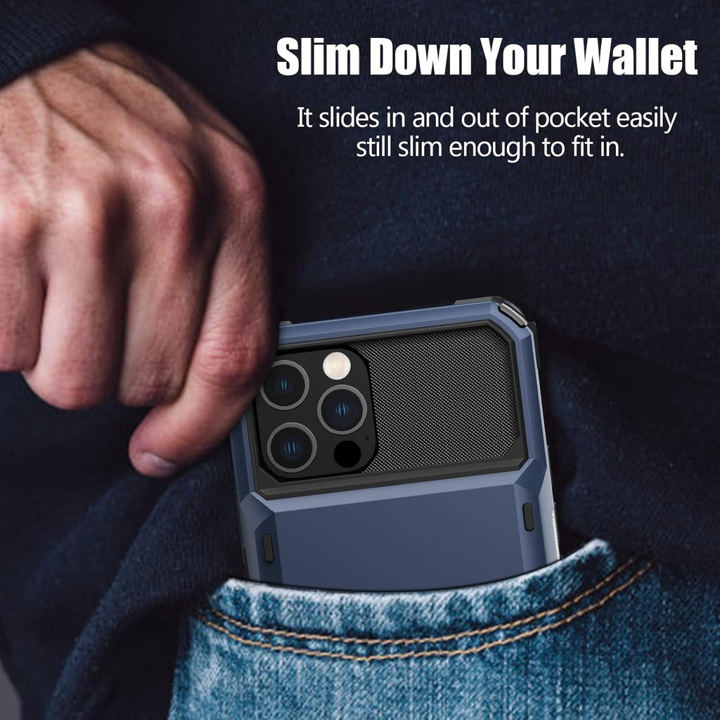 Nvollnoe for iPhone 12/12 Pro Case with Card Holder[Store 5 Cards] Dual Layer Heavy Duty Shockproof iPhone 12 Wallet Case with Hidden Card Slot Large Storage Cover for iPhone 12(Blue)