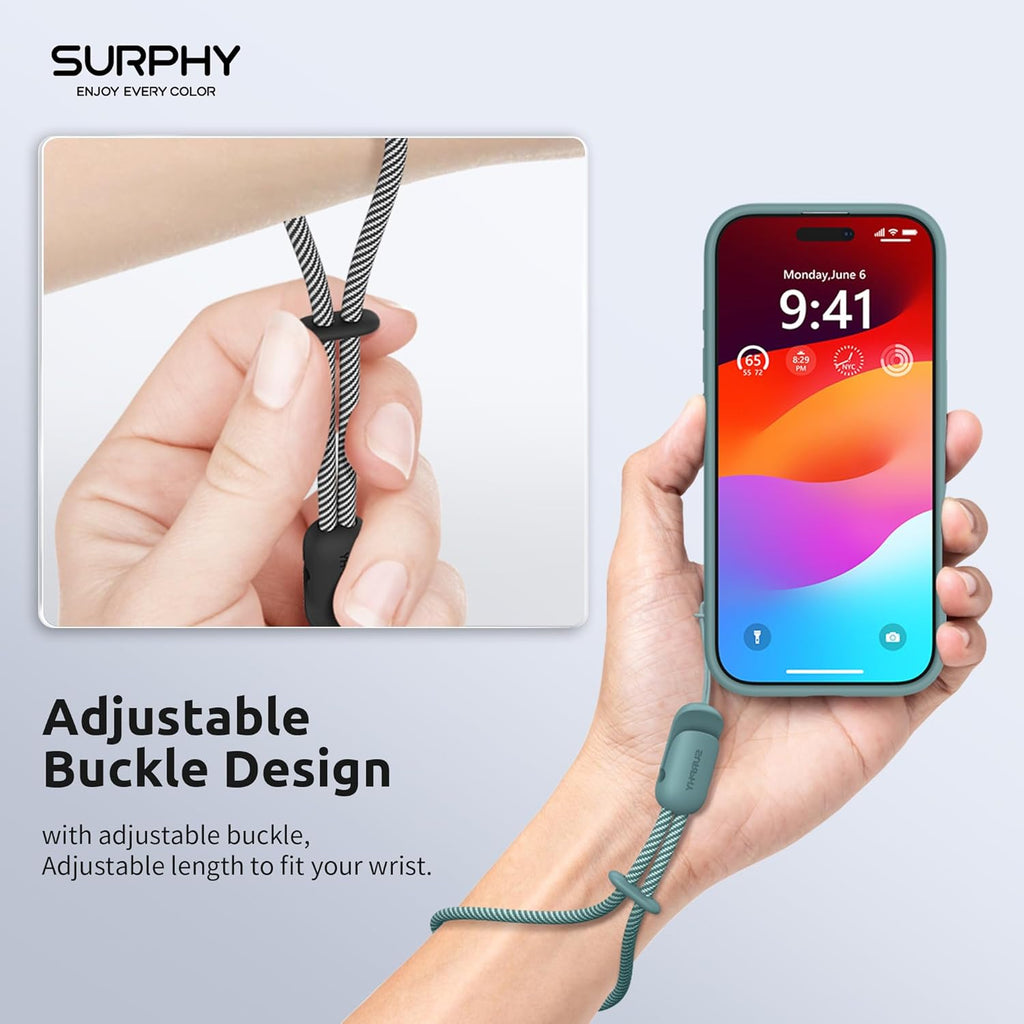 SURPHY 2 Pack Phone Lanyard for Cellphone Case, Phone Wrist Strap for Case, Cellphone Strap with 2-Color Braided, Charm Wrist Lanyard for Women and Men, Black & Green