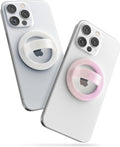 2-Pack Set, Cute Phone Holder Grips Compatible with MagSafe - Magnetic Finger Loops for iPhone, Comfortable SoftTouch Silicone, Secure Fit (Clear Sparkle/Gradient Pink)