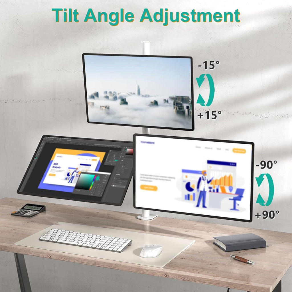 WALI Triple Monitor Stand, Fully Adjustable Three Monitor Desk Mount Fits 3 Screens up to 27 inch, 22 lbs. Weight Capacity per Arm (M003-W), White