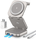 5-in-1 Wireless Charger for MagSafe, AC ISLAND Portable Travel Charging Station, 15W Max Fast Foldable Magnetic Stand, Evolved for iPhone 17/16/15/14/13 Series, Apple Watch, AirPods (with 35W Adapter)