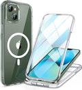 Miracase Glass Series Designed for iPhone 13 Case 6.1 inch, 2023 Upgrade Full-Body Magnetic Clear Case with Built-in 9H Tempered Glass Screen Protector,Compatible with MagSafe,Clear