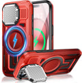 Camera Stand Case for iPhone 15, [Compatible with MagSafe] [Lens Cover] 2024 Version Military Grade Protective Soft Case for iPhone 15 6.1 inch Men Women, Red