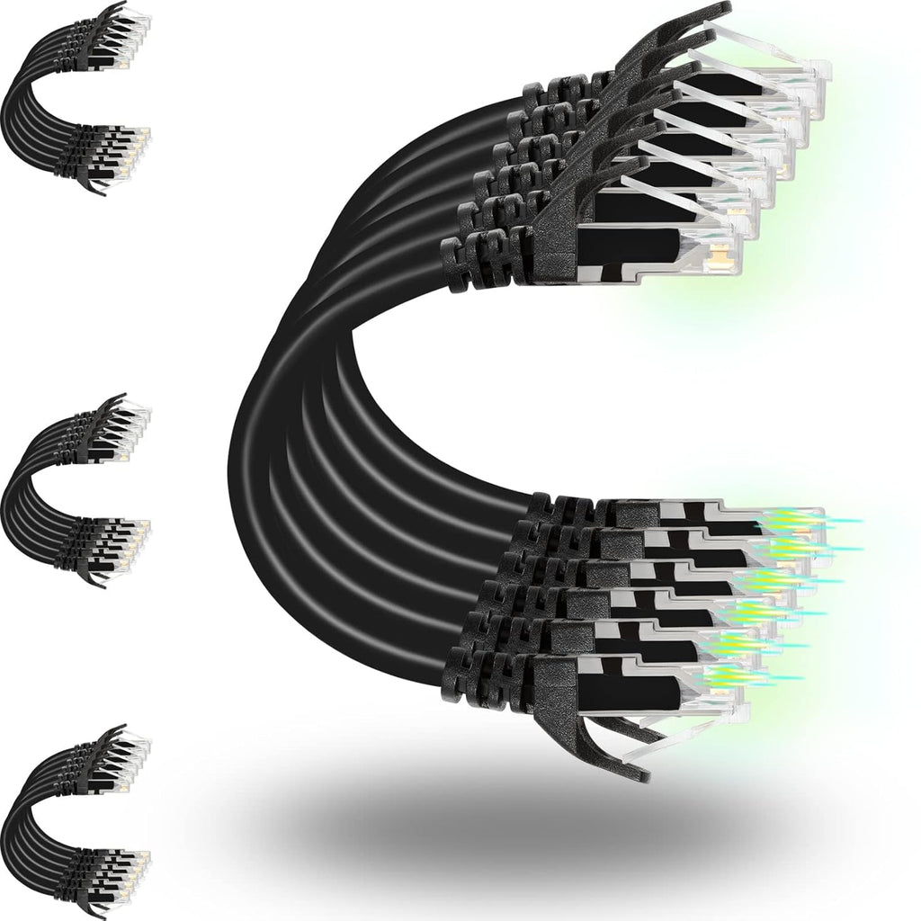 Rapink Patch Cables Cat6 5ft (24 Pack), Ethernet Patch Cable 10G Support, Cat 6 Patch Cable for Patch Panel to Switch, Flexiable Cat 6 Ethernet Cable with Gold Plated Black