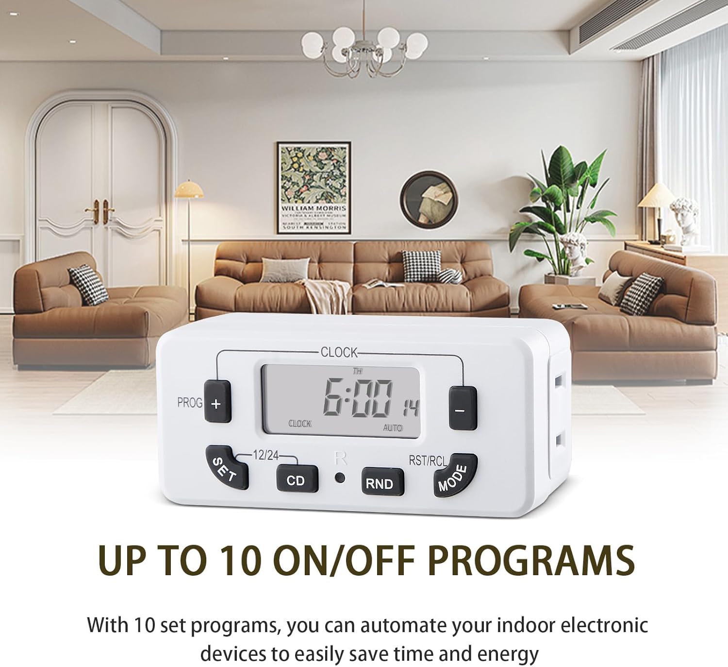 7 Day Programmable Digital Timer Outlet, Indoor Timer with Single Plug-in, Digital Light Timers for Lamp, Fan, Aquarium, 15A 1/2HP, 1 Pack