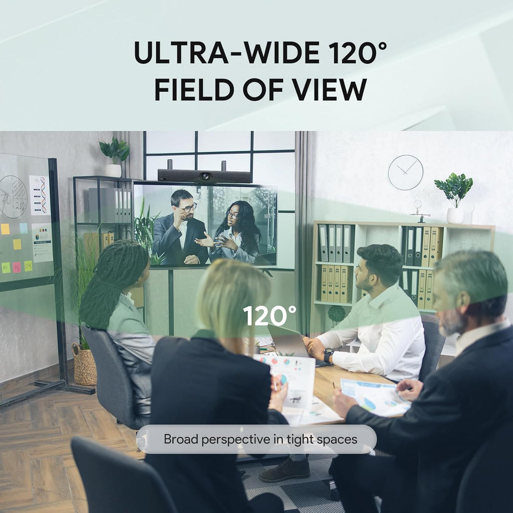Yealink UVC40 E2 USB Conference Room Camera System Ultra-HD 4K Video Conference Camera 120° Wide-Angle Lens Built-in 8 Microphone Arrays Auto Framing Speaker Tracking and Smart Area Exposure Webcam
