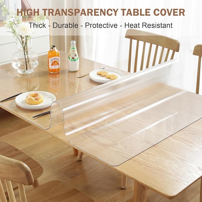 LovePads Frosted Table Cover Protector 36 x 54 Inch, 1.5mm Thick Plastic Table - Image 2