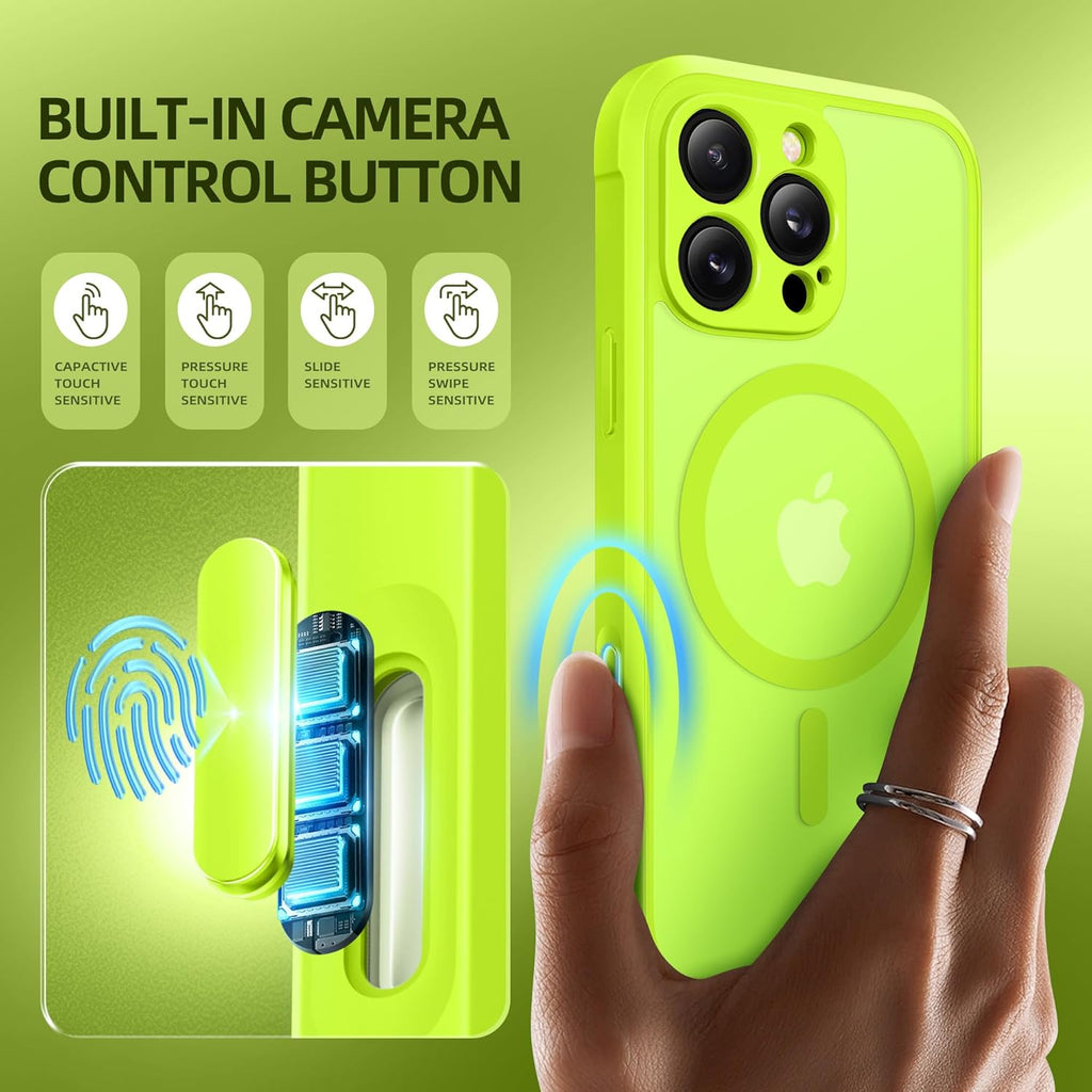 BERFY Magnetic for iPhone 16 Pro Case, Compatible with MagSafe, Built-in Privacy Screen Protector and Upgraded Camera Protection, Anti-Spy Full Body Shockproof Phone Case for 16 Pro 6.3", Bright Green