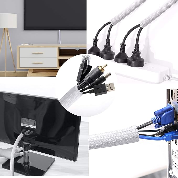 25ft - 3/4 inch Braided Cable Management Sleeve Cord Protector - Self-Wrapping - Image 5