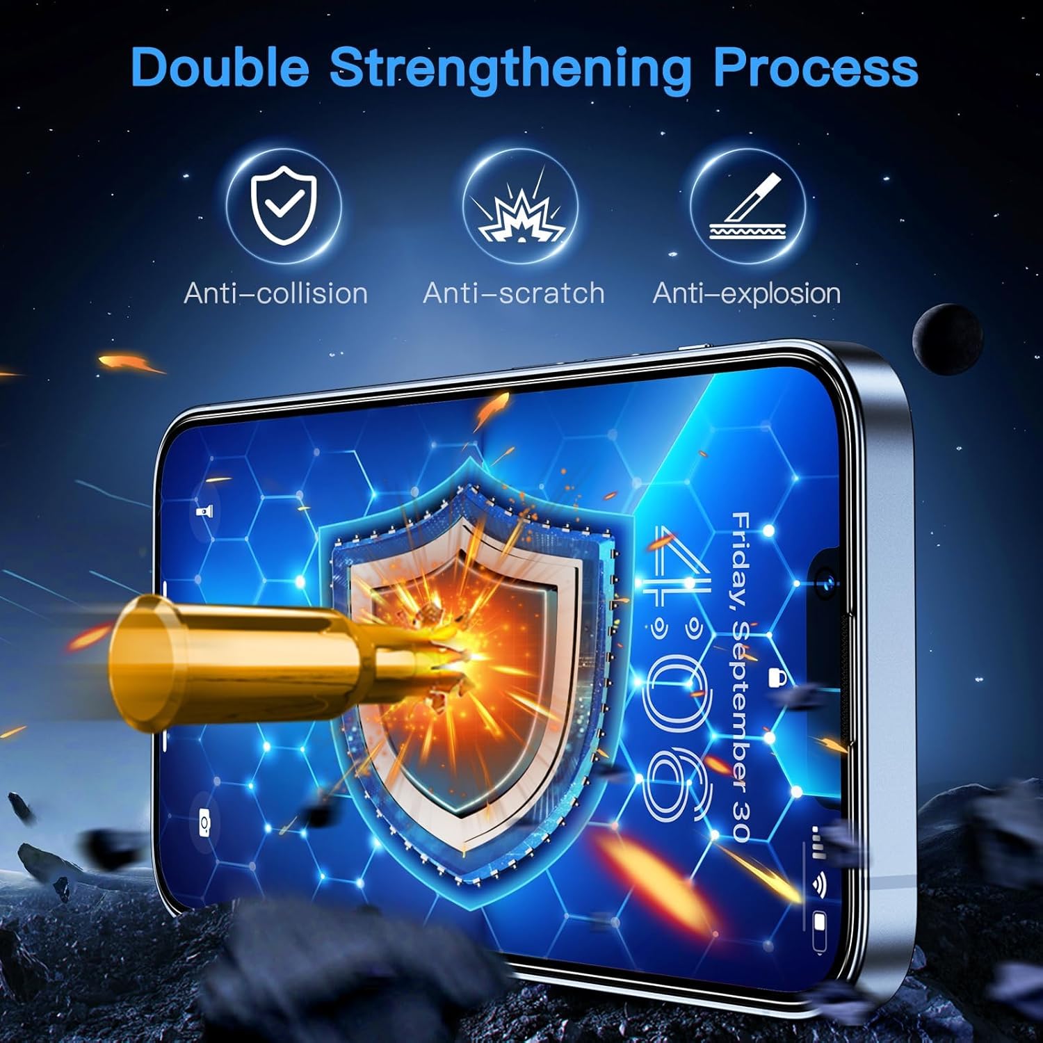 Uyiton Anti-Blue Light for iPhone 14 Plus/iPhone 13 Pro Max Screen Protector - Unbreak-Glass Easy to Install Full Coverage Case Friendly Scratch Resistance 9H Tempered Glass Screen Protector, 2 Pack