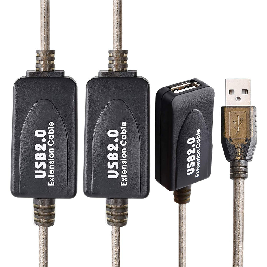 100 FT USB Extension Cable, USB 2.0 Type A Male to A Female Active Repeater Extension Cable 100ft, High Speed 480 Mbps