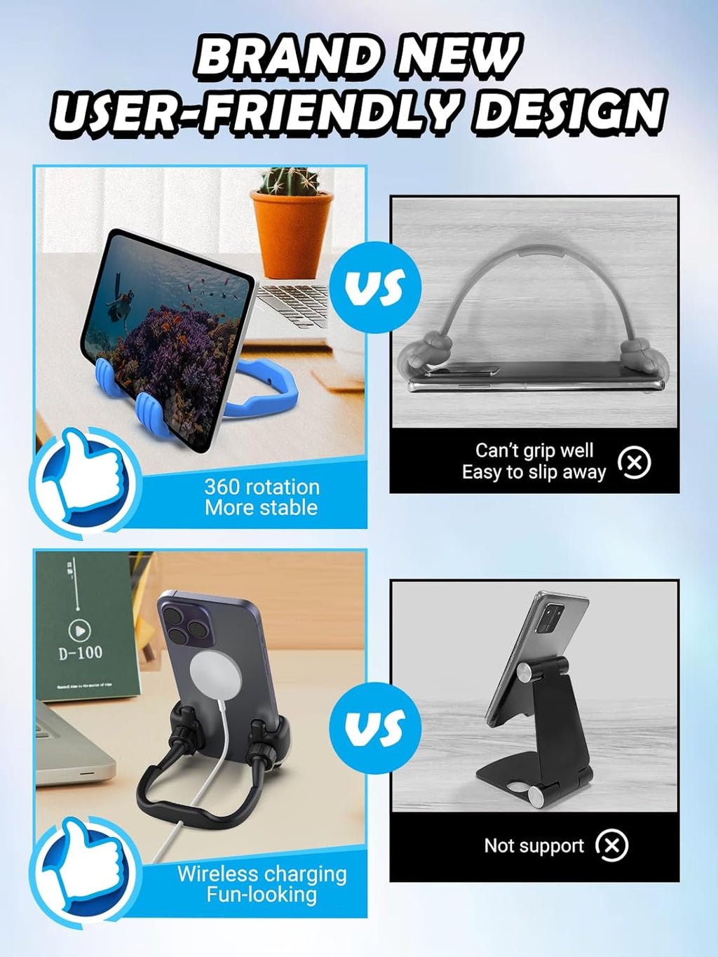 Back to School Supplies for Boys Girls Kids Cell Phone Stand - 2 Pack Thumbs Up Lazy Phone Holder for iPhone iPad mini Cellphone Stand for Desk Birthday Gifts for Teens Adults Women Men Wife Fun Gifts