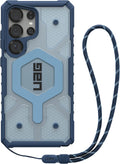 URBAN ARMOR GEAR UAG Designed for Samsung Galaxy S25 Ultra Case 6.9" Pathfinder Clear Bundle with Wrist Lanyard - Compatible with Magnetic Charging Luminous Glow in The Dark Protective Cover, Blues