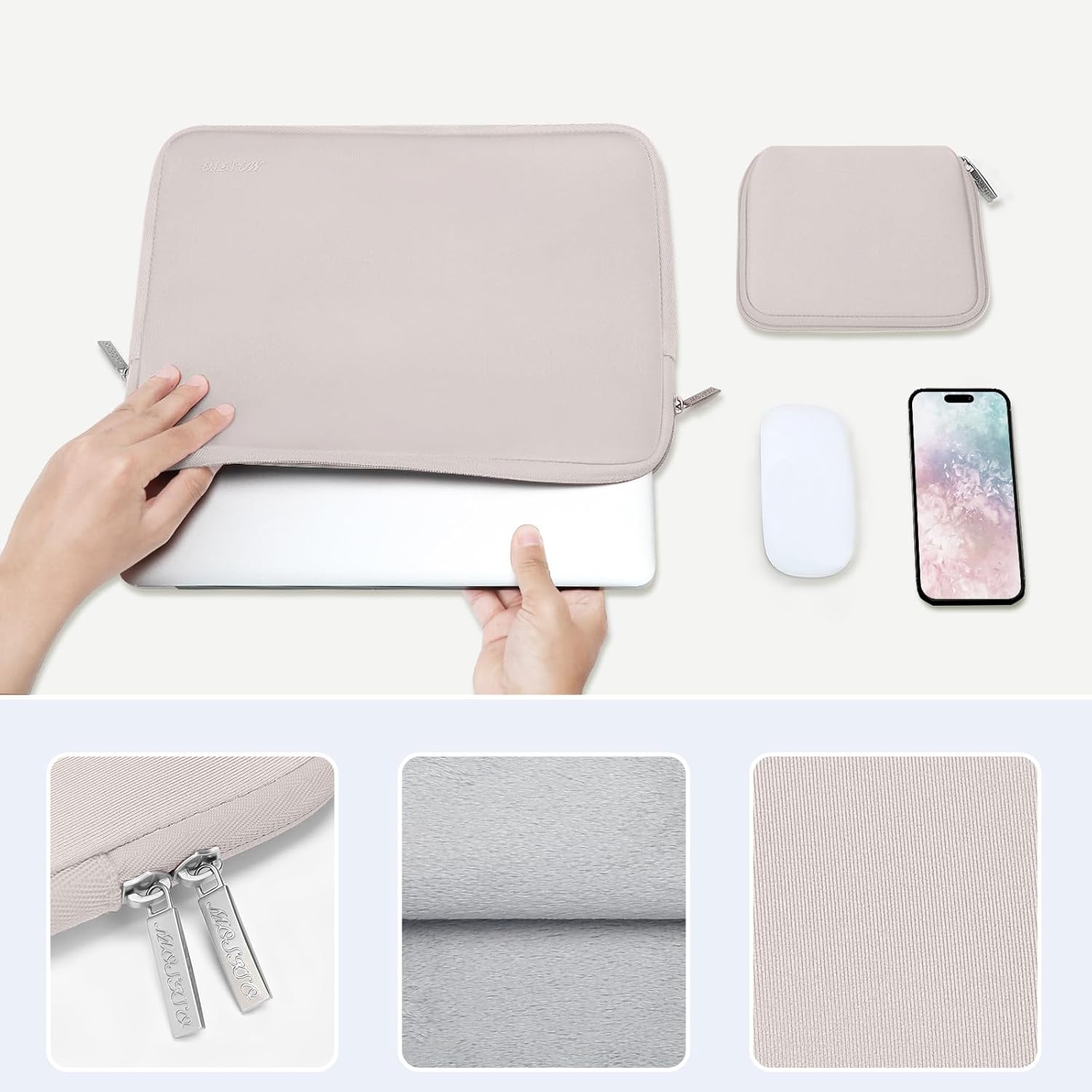MOSISO Laptop Case 13 inch, 13 inch Laptop Sleeve Bag Compatible with MacBook Air 13 M4 M3 M2 M1 2025-2018 / Pro 13 M2 M1 2025-2016, Neoprene Computer Sleeve Bag with Small Case, Rock Gray