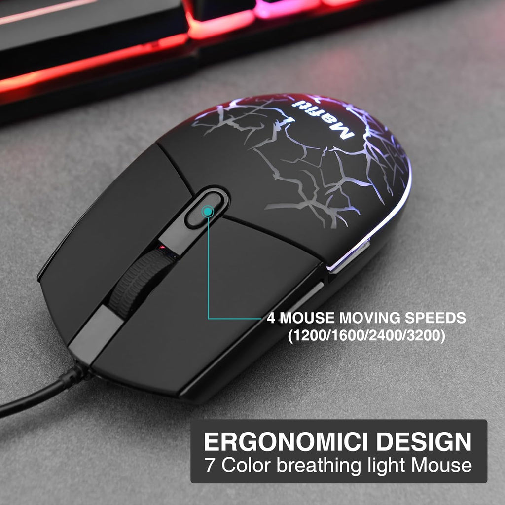 mafiti RK101 Computer Keyboard Mouse Combo Wired, RGB Backlit USB Keyboard for PC Mac Laptop Desktop, Gaming Office