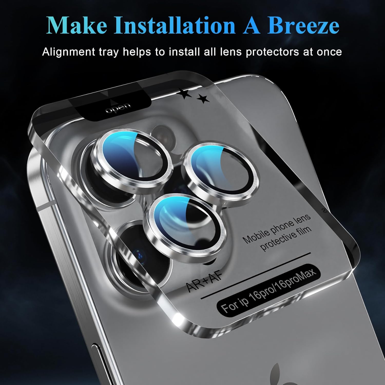 YWXTW Camera Lens Protector for iPhone 16 Pro/iPhone 16 Pro Max, [1 Step Installation Tray] Tempered Glass Screen Protector Metal Individual Camera Cover Accessories Case Friendly (White Titanium)