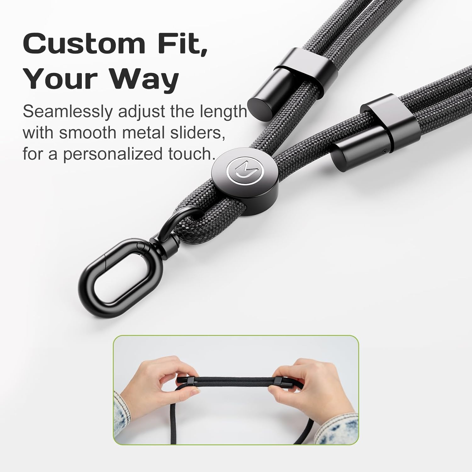 Phone Lanyard, Phone Strap, Adjustable Anti-Theft Crossbody Strap for Man & Women, Universal Cell Phone Neck lanyard, with 2 Tether Tabs, Premium Metal Buckles, Skin-Friendly, Black