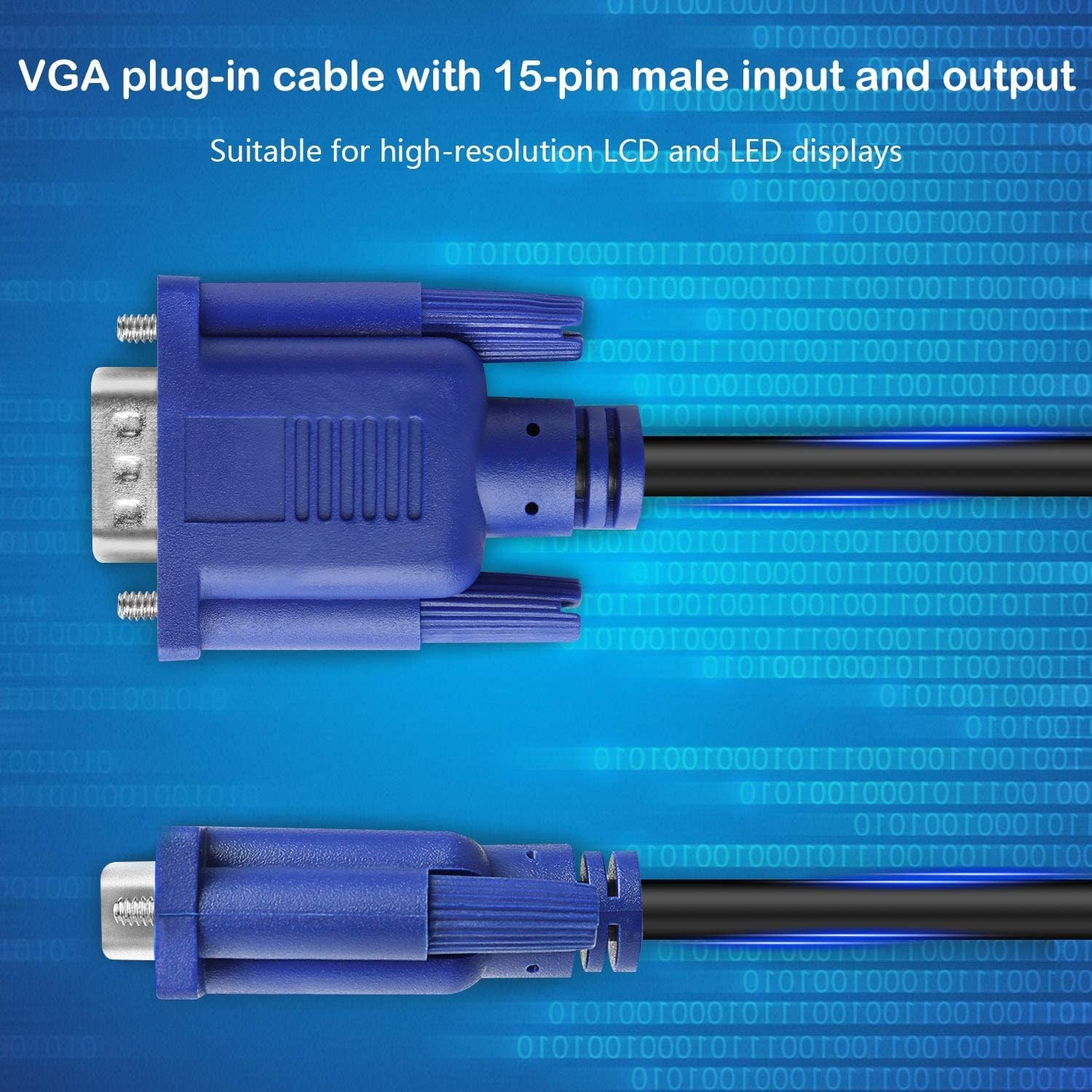 PASOW VGA to VGA Monitor Cable HD15 Male to Male for TV Computer Projector (50 Feet)