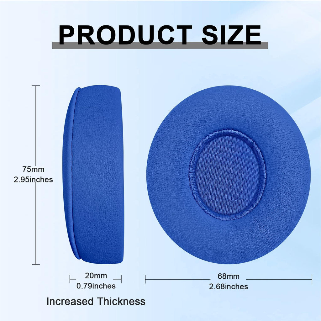 Replacement Ear Pads for Beats Solo 2 & Solo 3 Wireless On-Ear Headphones, Ear Cushions, Headset Earpads, Ear Cups Cover with Soft Protein Leather (Blue)