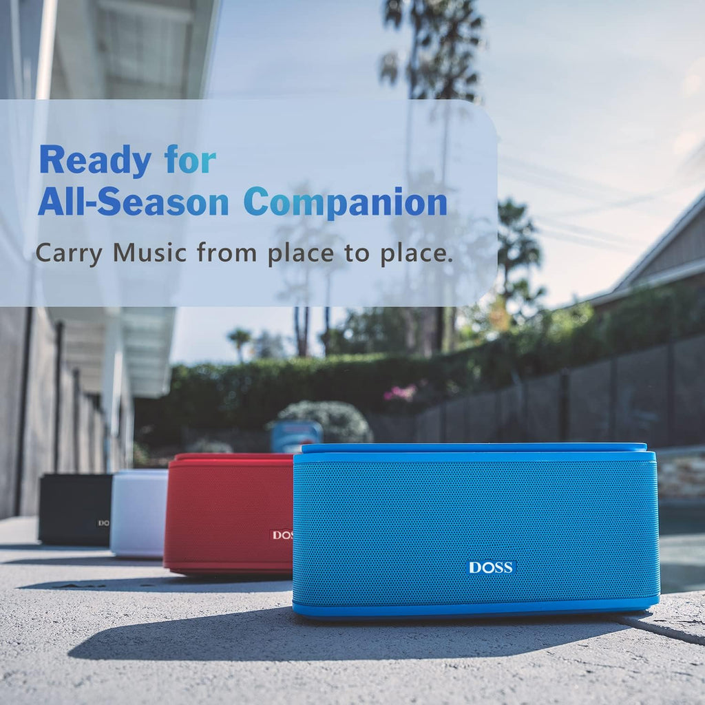 DOSS SoundBox Touch Wireless Bluetooth Speaker with 12W HD Sound and Bass, IPX5 Water-Resistant, 20H Playtime, Handsfree, Portable for Office, Home, Outdoor, Travel-Blue