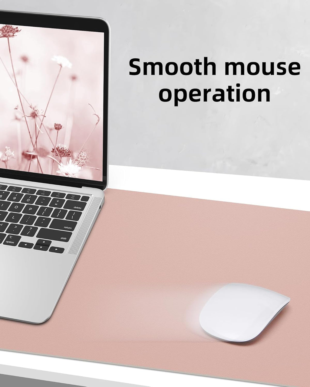 AFIING Leather Desk Pad Protector,Mouse Pad,Office Desk Mat, Non-Slip PU Leather Desk Blotter,Large Desk mat,Waterproof Keyboard mat for Office/Home/Decor (Pink,55"" x 17"")