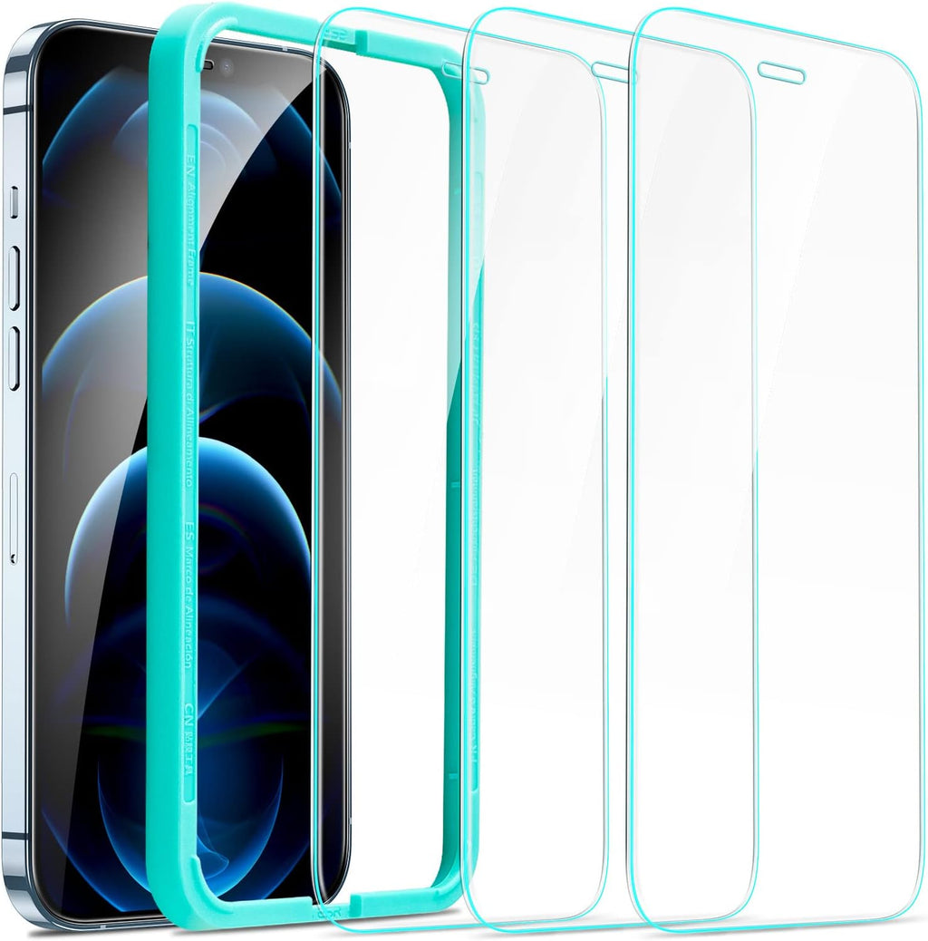 ESR 3 Pack for iPhone 12 Pro Max Screen Protector, 9H Hardness Tempered Glass Scratch Resistant with Easy Installation Frame compatible with iPhone 12 Pro Max 6.7", Case-Friendly