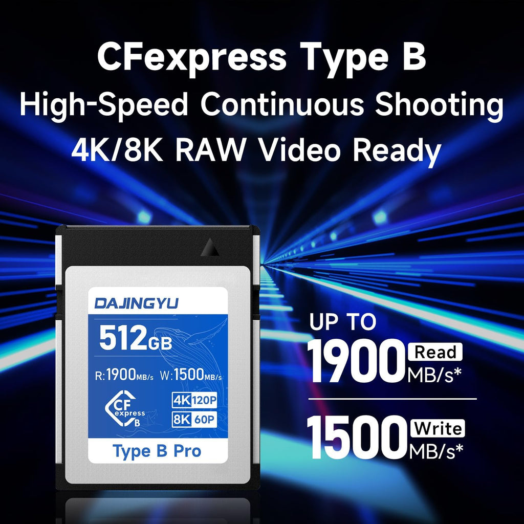 512GB CFexpress Type B Memory Card VPG400 Up to 1900/1500 MB/s Read/Write- Shooting Video and Photo in up to 8K RAW Compatible with Nikon Canon panasonic Fujifilm Camera