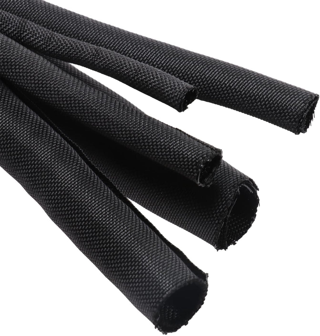 Split Braided Wire Sleeving Loom Mesh Woven for Automotive Wires/Audio Video Cable/Multi-Cable Strings Organized Guard Cover (1/4" - 18 Feet)