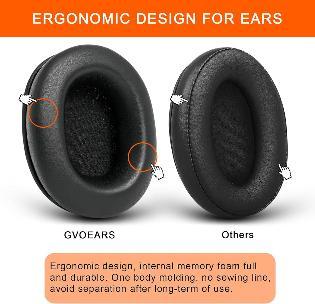 Earpads Replacement for Audio Technica M50X, GVOEARS Ear Cushions for HyperX Cloud/Alpha, for ATH M50X M40X Turtle Beach Stealth & More Headphones with Thick Foam/Soft Leather