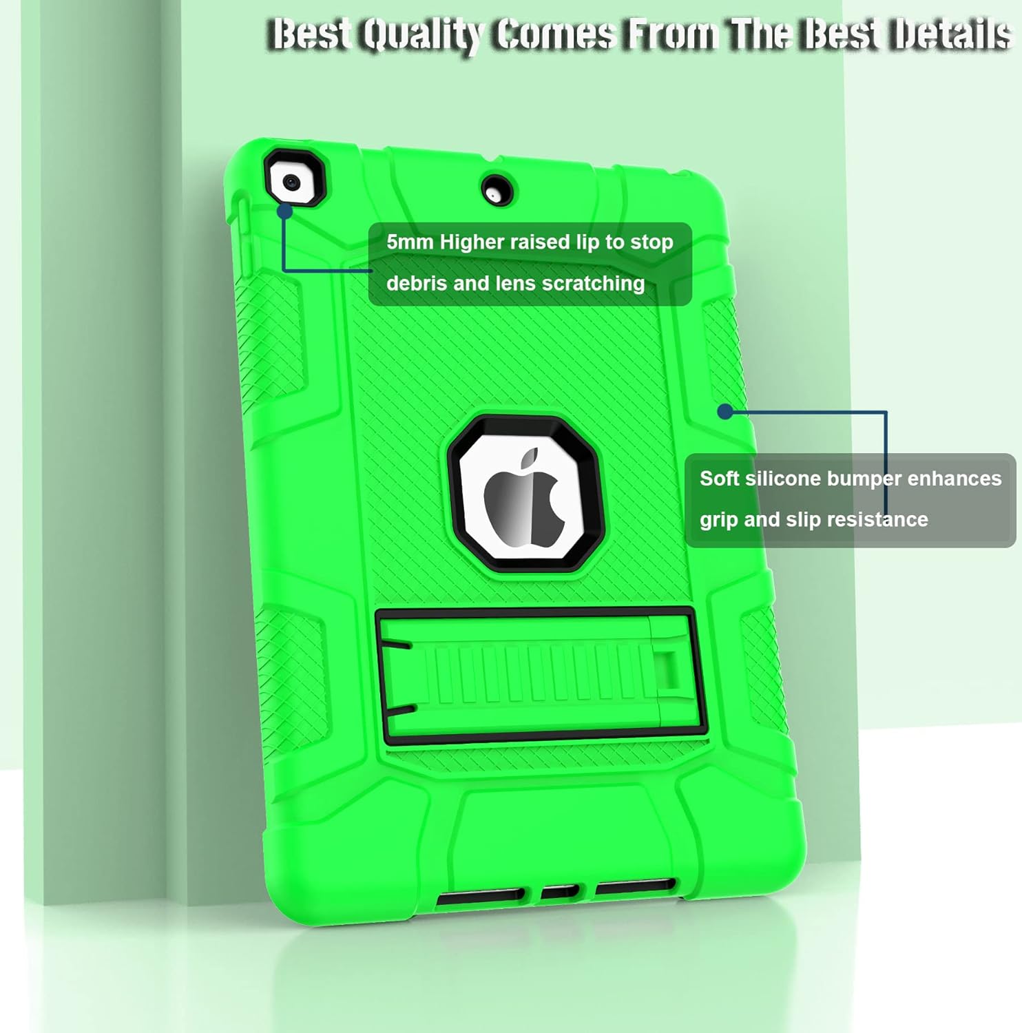 Rantice iPad 9th Generation Case, iPad 8th Generation Case, iPad 7th Generation Case, Hybrid Shockproof Rugged Drop Protection Cover with Kickstand for iPad 10.2'' 2021/2020/2019 Release (Green+Black)