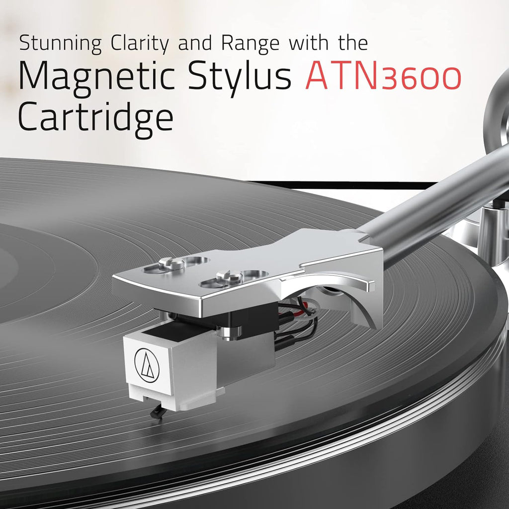 Turntables Belt-Drive Record Player with Wireless Output Connectivity, Vinyl Player Support 33&45 RPM Speed Phono Line USB Digital to PC Recording with Advanced Magnetic Cartridge&Counterweight Black
