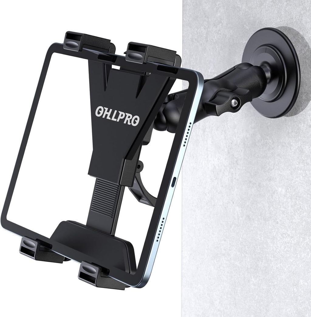 OHLPRO Tablet Wall Mount, Sticky iPad Holder, Damage-Free Adhesive Wall Dock for iPad, Galaxy Tab, and 7-11" Tablets, 360° Rotation Tablet Holder for Car, Bed, Yoga, Kitchen