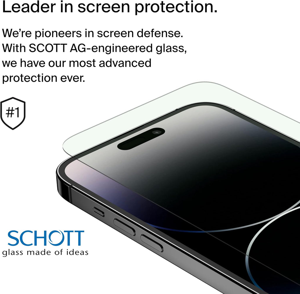 Belkin ScreenForce UltraGlass Blue Light Filter Screen Protector for iPhone 14 Pro Max, Scratch-Resistant Impact Protection w/Included Easy Align Tray for Bubble-Free Application