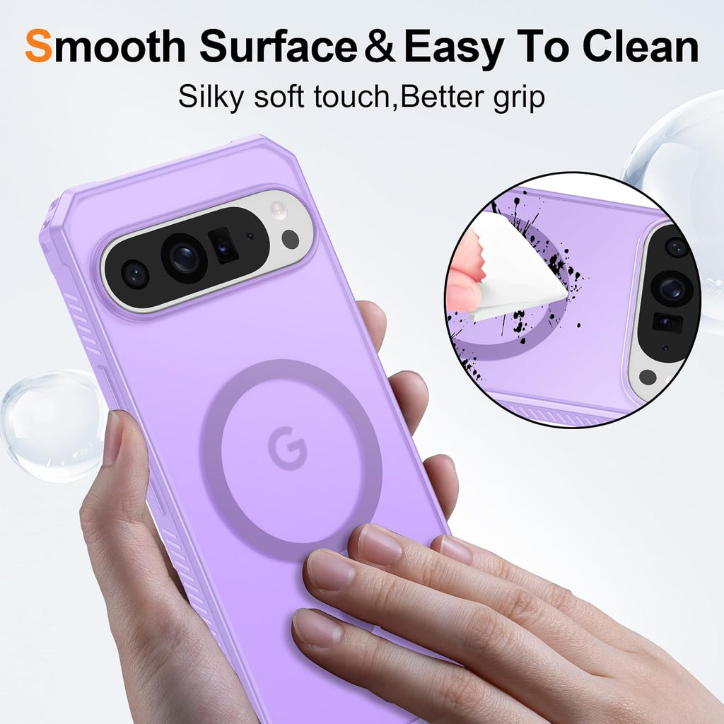 Magnetic for Google Pixel 9/Pixel 9 Pro Case, [Military Grade Drop Protection] [Compatible with MagSafe] Shockproof Slim Translucent Matte Anti-Slip for Women Girls Men Case, Lavender