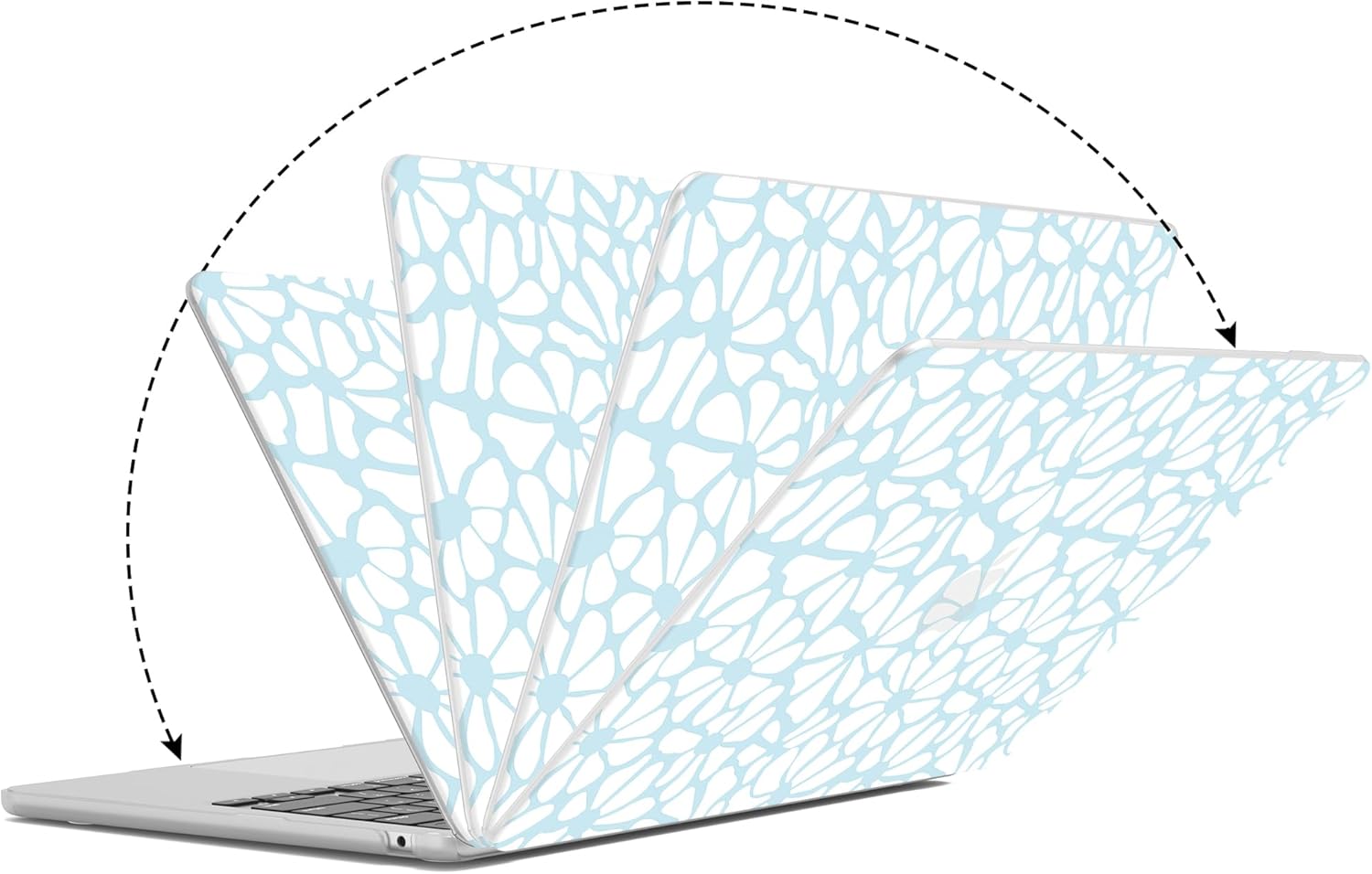 G JGOO Compatible with MacBook Air 13 inch Case 2025 2024 2023 2022 M4 A3240 M3 A3113 M2 A2681, Plastic Hard Shell for MacBook Air 13.6 inch Case + Keyboard Cover + Screen Protector, Blue Flower