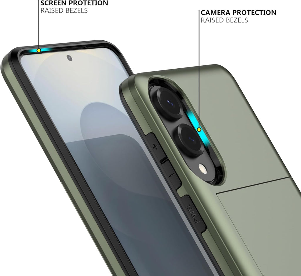 Nvollnoe for Samsung Galaxy S25 Edge Case with Card Holder Dual Layer Heavy Duty Protective Case Hidden Card Slot Slim Wallet Cover for Samsung S25 Edge 6.7''(Green)