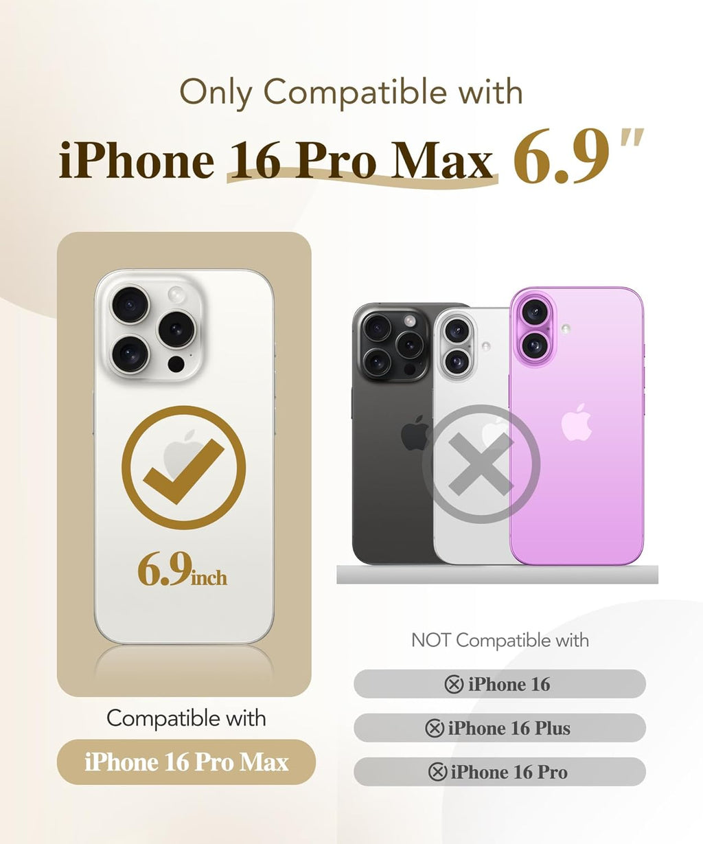 BERFY Magnetic for iPhone 16 Pro Max Case, Compatible with MagSafe, [Built-in 9H Tempered Glass Screen Protector & Upgraded Camera Protection] Full Body Plating Phone case for 16 Pro Max,Titanium Gold