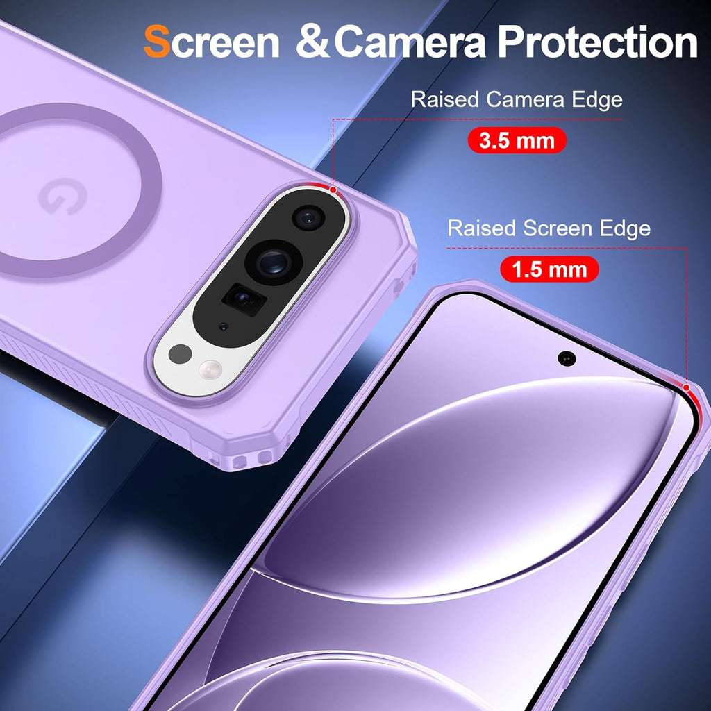 Magnetic for Google Pixel 9/Pixel 9 Pro Case, [Military Grade Drop Protection] [Compatible with MagSafe] Shockproof Slim Translucent Matte Anti-Slip for Women Girls Men Case, Lavender