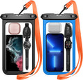 Temdan 2 Pcs Waterproof Phone Pouch, [Up to 10" Large] Universal IPX8 Waterproof Cell Phone Case Dry Bag with Lanyard for iPhone 16 Pro Max/16E/15/14/13,Galaxy S25 Ultra/S24/S23 for Vacation -Blue