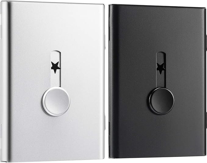 Tatuo 2 Pcs Black Silver Business Card Holder Thumb Drive Stainless Steel by Tatuo