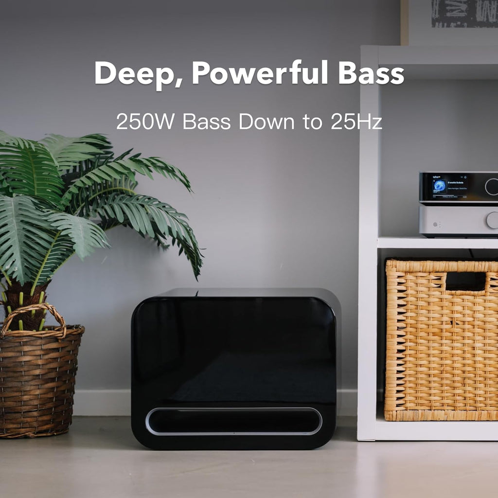 WiiM Sub Pro – 8" 250 W Wireless Smart Subwoofer | AI RoomFit™ Calibration | Wi-Fi 6 & Bluetooth 5.3 | 25 Hz Deep Bass | Works with WiiM Streamers, Amps & Any RCA Sub-Out System | Black