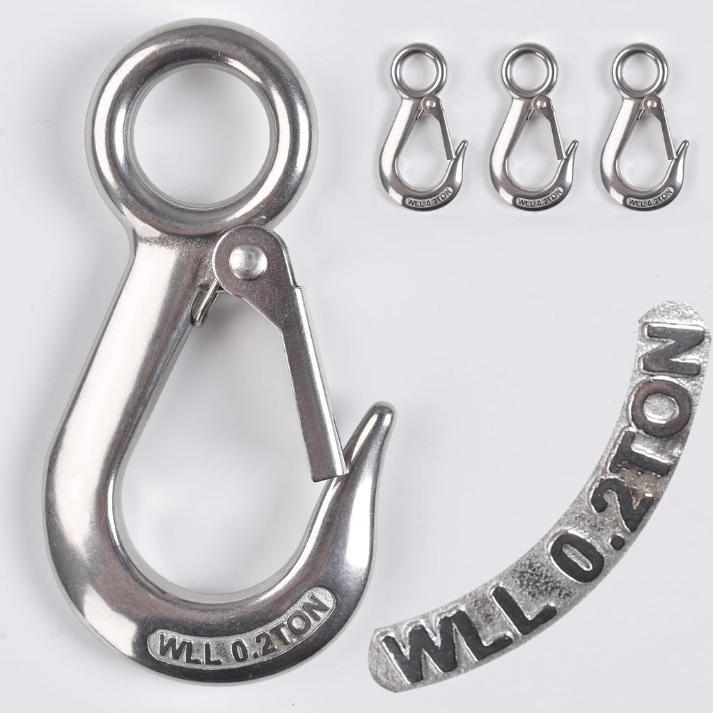 Alele Grab Hooks, 440 Pounds Slip Hooks,Stainless Steel Lifting Hook Rigging Accessory,4 Pack